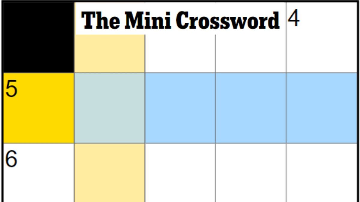 An empty NYT Mini Crossword board for June 28 with a highlight on 5A.