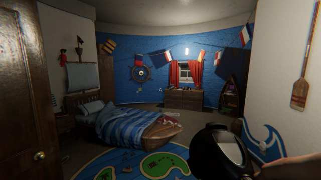 A kids bedroom in Point Hope in Phasmophobia.