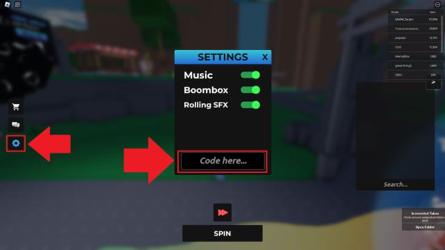 The process for redeeming codes in Adming RNG in Roblox explained.