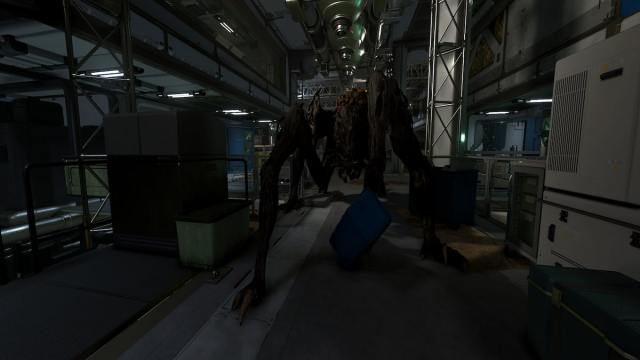 Starfield screenshot of a Terrormorph inside a facility.
