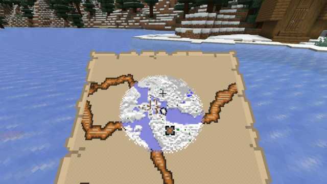 A map marking a trial chamber location in Minecraft.