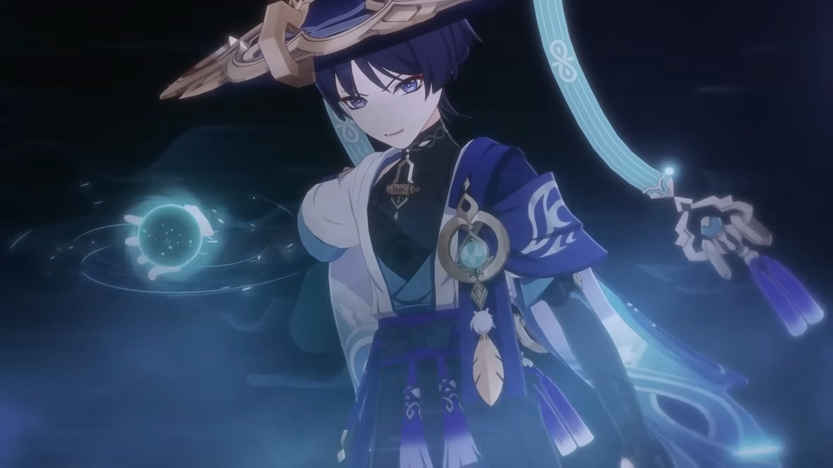 Wanderer using his elemental burst in Genshin.