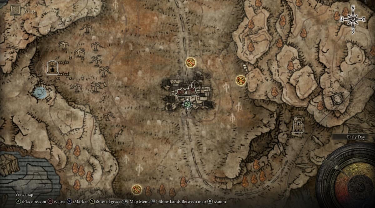 Elden Ring map showcasing different marked locations