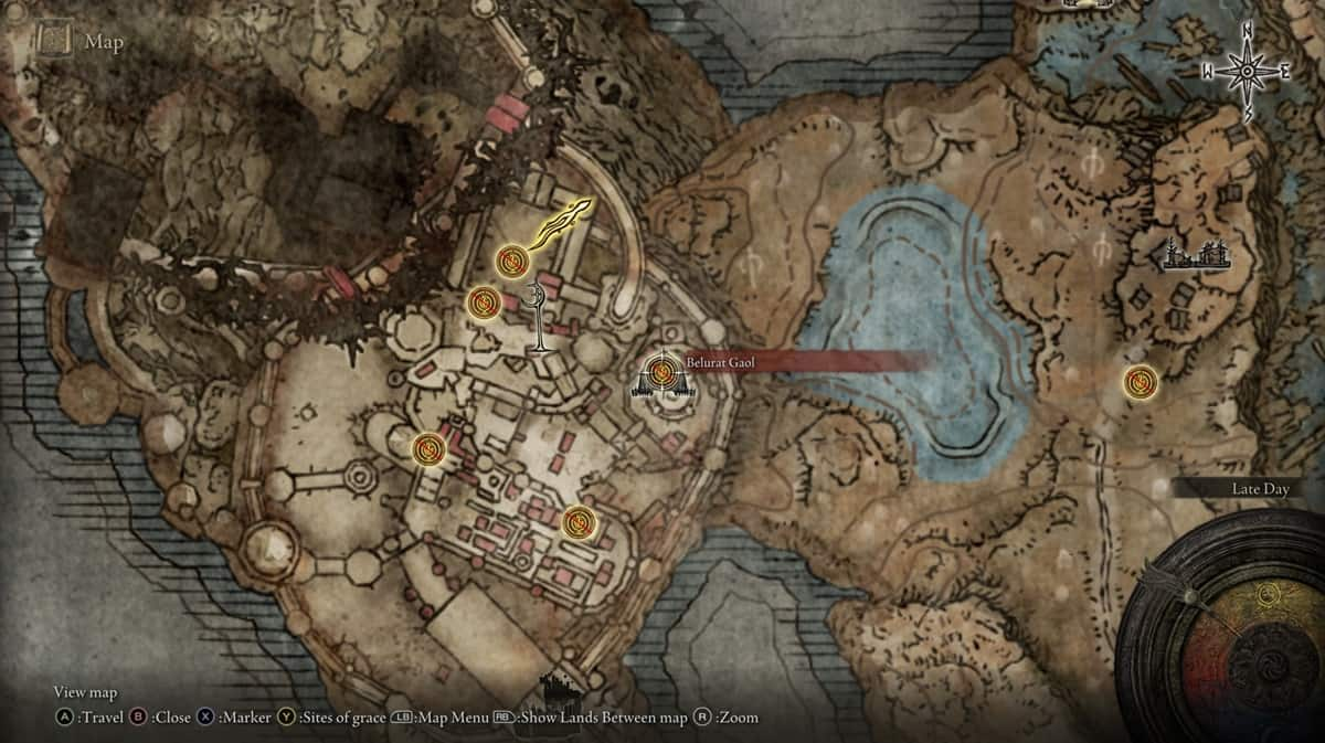 Elden Ring map showcasing different marked locations