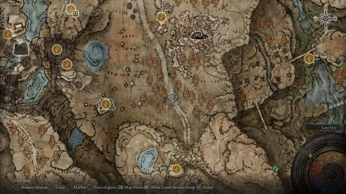 Map pins showcasing different locations on the main map of Elden Ring