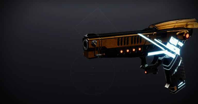 The Aberrant Action Vex-inspired sidearm, seen in collections. This weapon has glowing Vex details similar to Radiolaria.