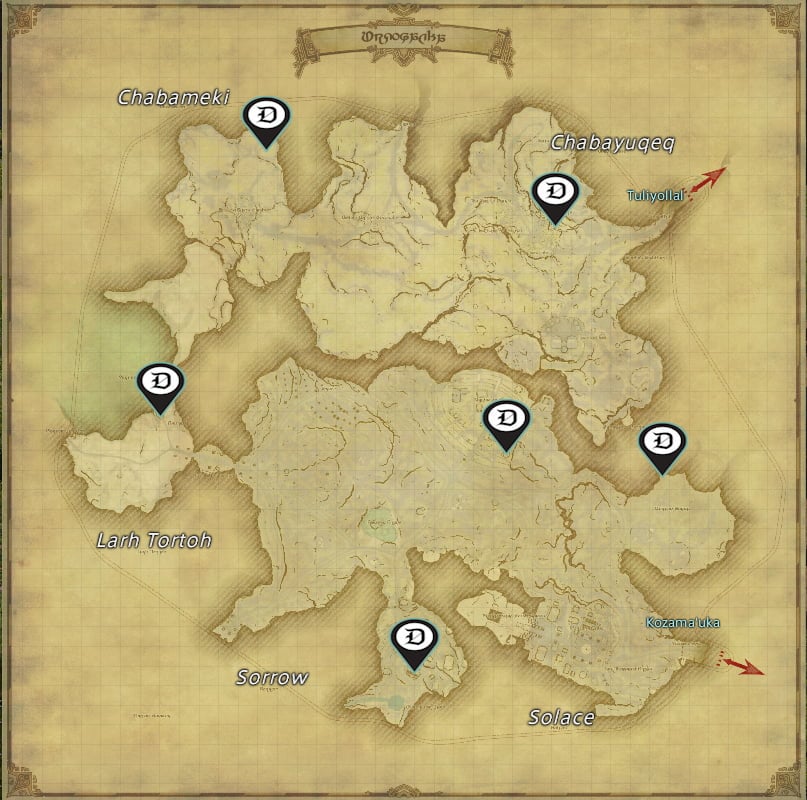 All Urqopacha Sighting Log locations in Final Fantasy XIV