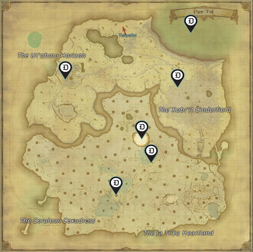 All Yak T'el SIghting Log locations in Final Fantasy XIV