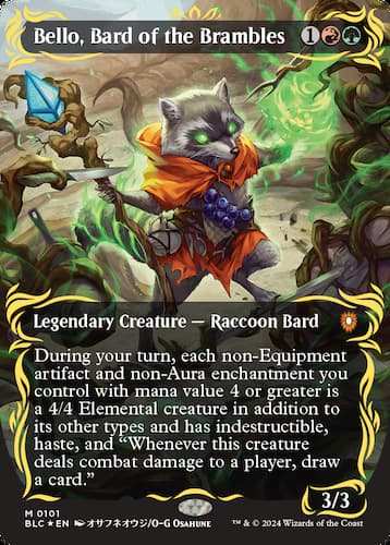 Racoon casting spell in Bloomburrow MTG set