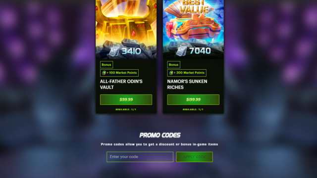 A screenshot of the redeem codes section for Contest of Champions.