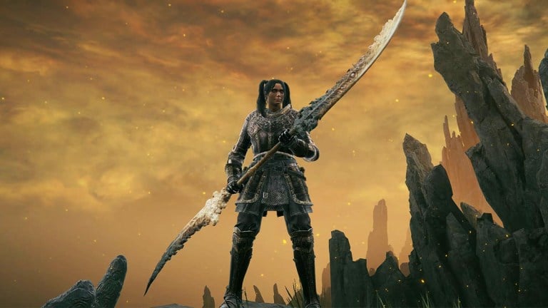 Elden Ring character holding the Euporia DLC legendary weapon