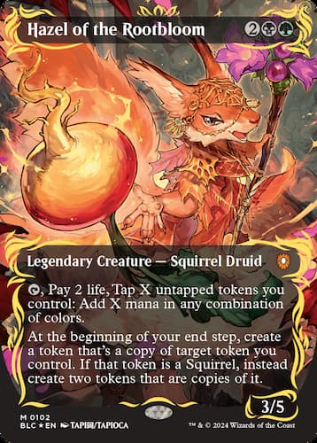 Squirrel casting a spell in Bloomburrow MTG Commander set