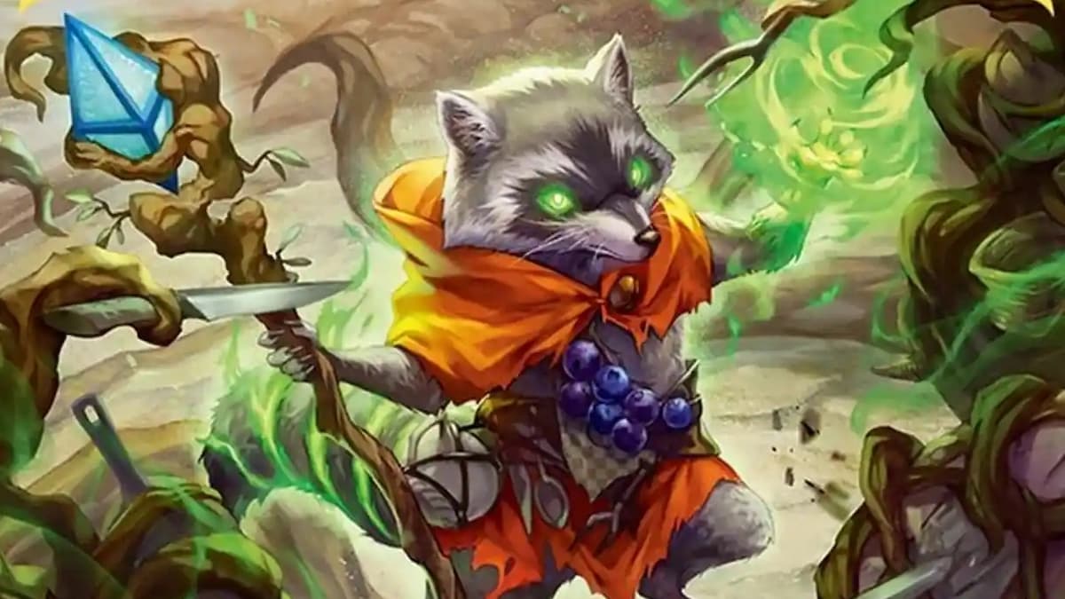 Raccoon spells being cast in Bloomburrow MTG set