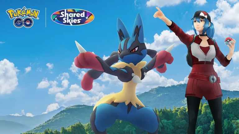 Mega Lucario preparing for battle in Pokemon Go