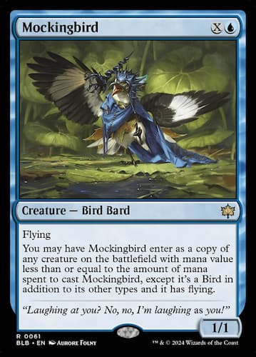 Bird transforming in Bloomburrow MTG set