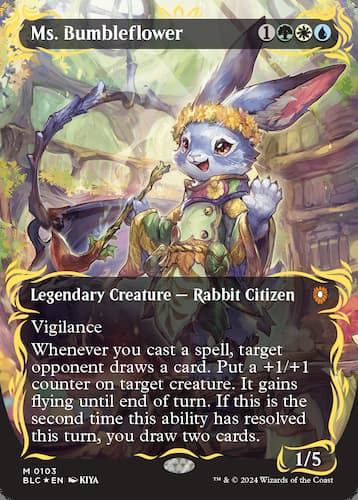 Rabbit casting spells in Bloomburrow MTG set