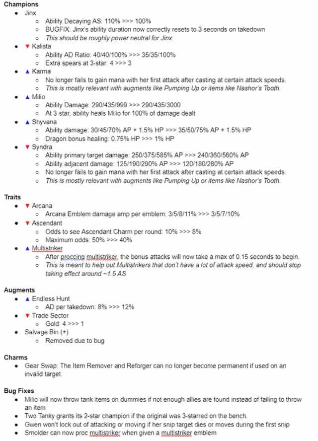 atch notes TFT PBE Set 12