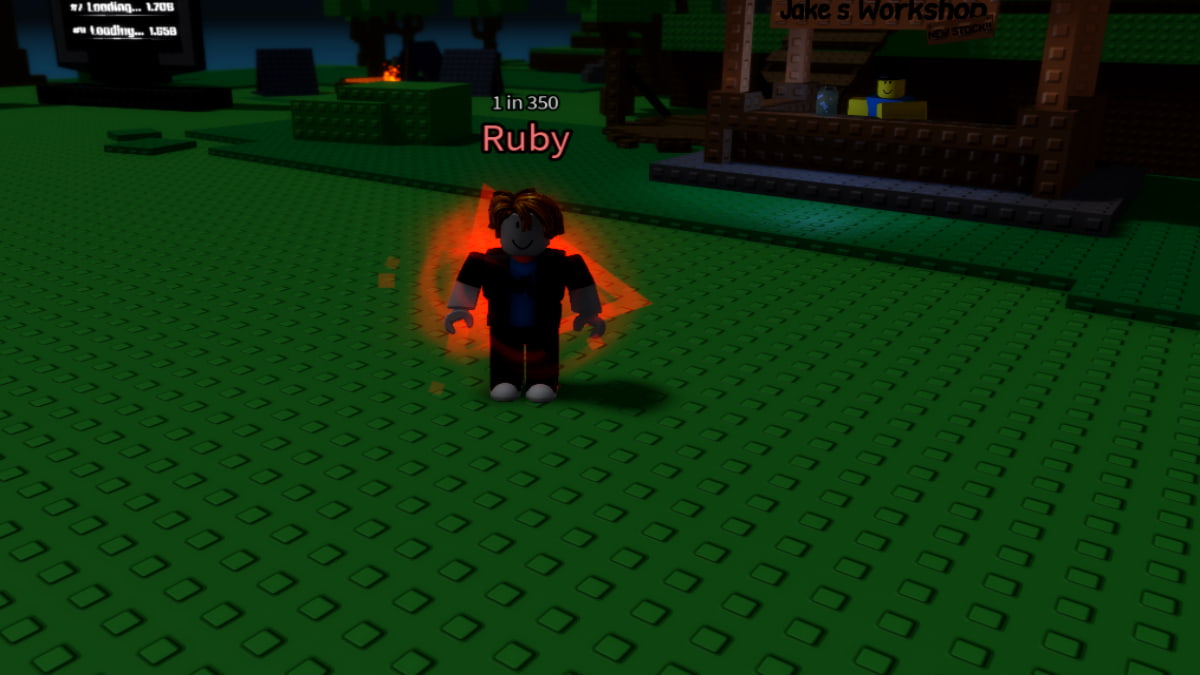 A player stood with a Ruby aura in Sol's RNG.