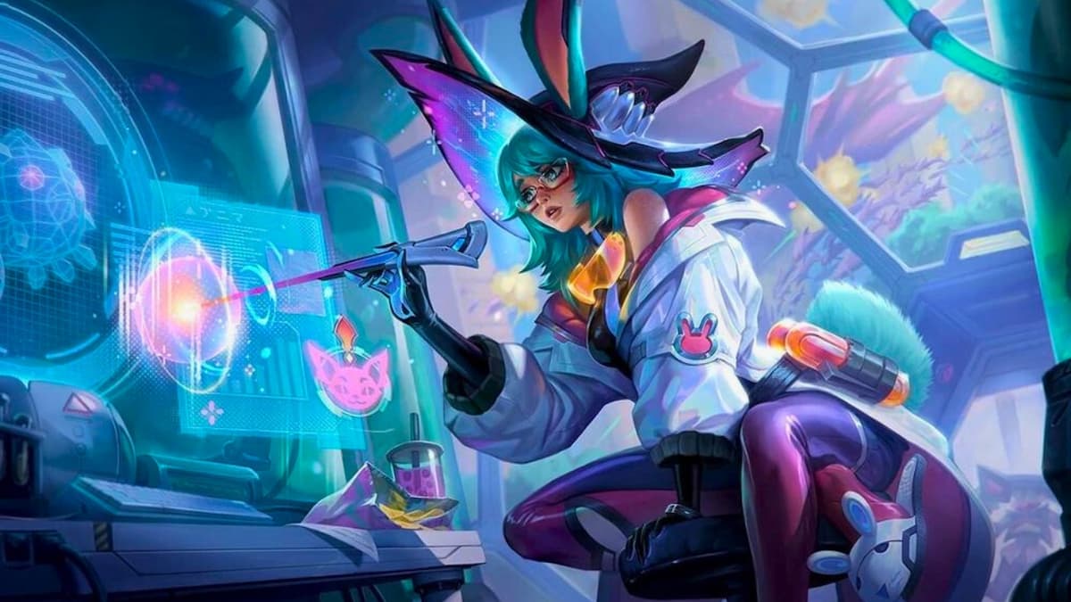 League of Legends splash art for Battle Bunny Aurora skin.