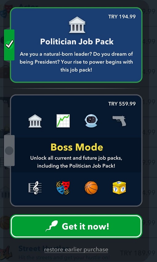 Politician Job packs in Bitlife