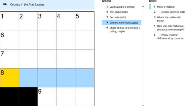 crossword clue for country in the arab league in nyt mini