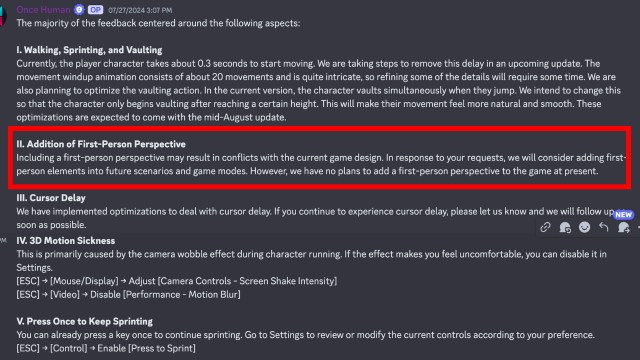 dev blog once human