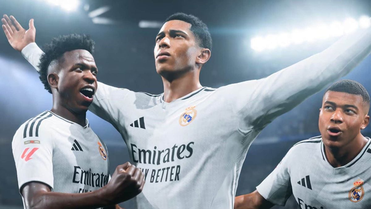 real madrid players celebrating a goal in ea fc 25