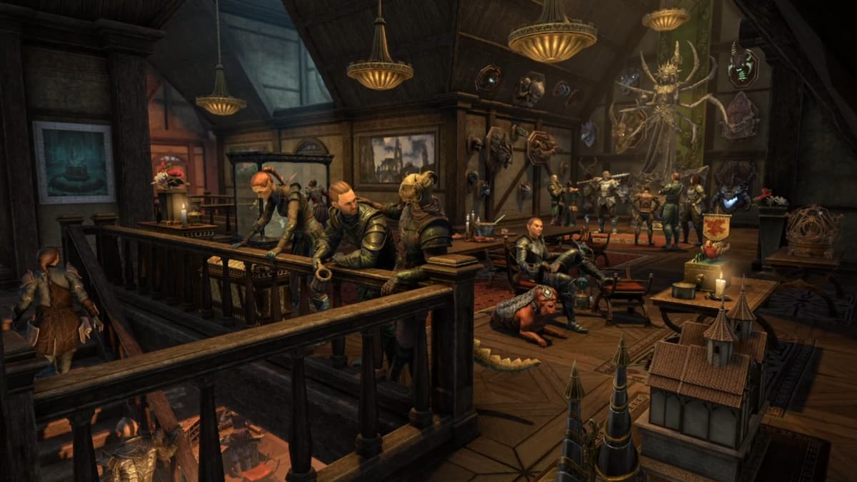 Several Elder Scrolls Online players in a house.