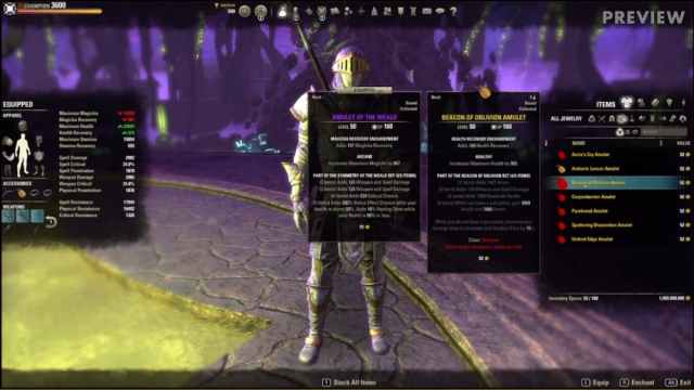 A class set description in Elder Scrolls Online.