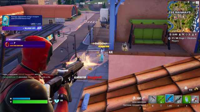 Deadpool killing an enemy in Fortnite