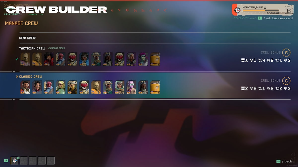 concord crew builder screen