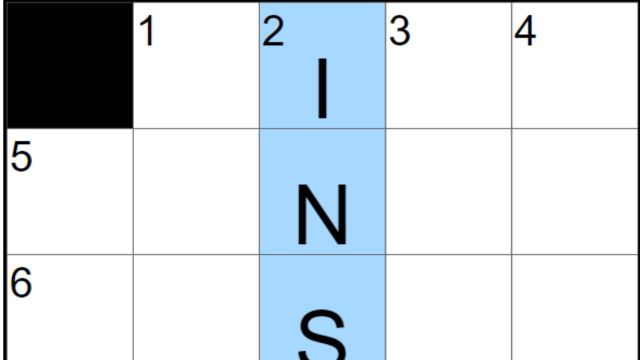 The NYT Mini Crossword board of July 1 showing part of the answer to 2D.