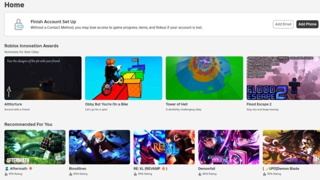 roblox homepage