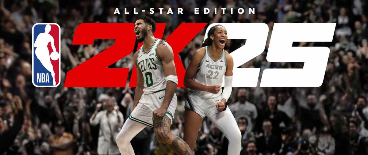 The NBA 2K25 cover featuring Jayson Tatum and A'ja Wilson.