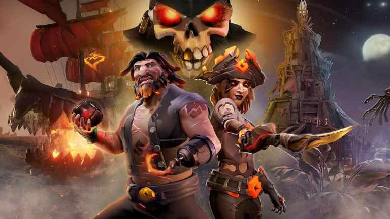 Picture showcasing Pirates wearing fancy cosmetics in Sea of Thieves.