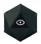 A dark grey polygon with a black triangle and a white eye in the center. This is the All Seeing Eye upgrade in Crypt Custodian