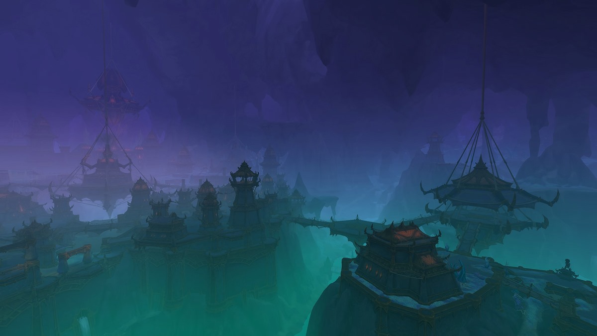 Overview of the Azj-Kahet zone with buildings in WoW The War Within