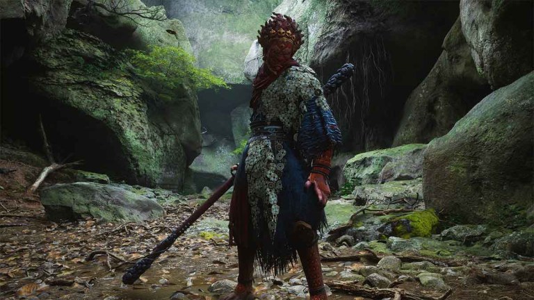 Sun Wukong, the Monkey King, wearing the Opera DLC set and weapon in a green forest