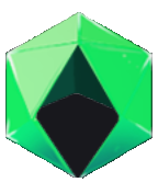 A neon green polygon with a black diamond in the middle, the Confident Crawl Upgrade in Crypt Custodian