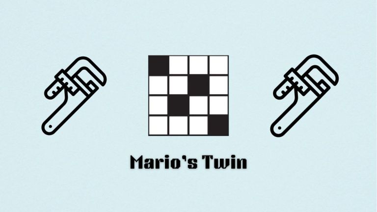 A blank crossword with a wrench graphic either side of it and "Mario's Twin" written below it