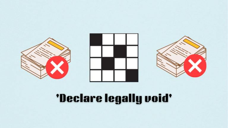 Picture showing the Declare legally void clue cover in NYT Mini Crossword