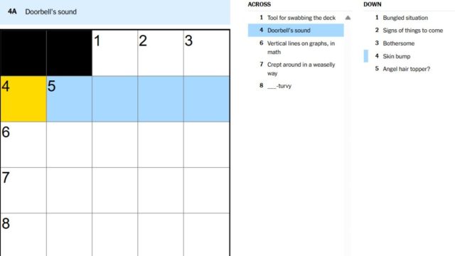 doorbell's sound clue in aug. 28 nyt mini crossword