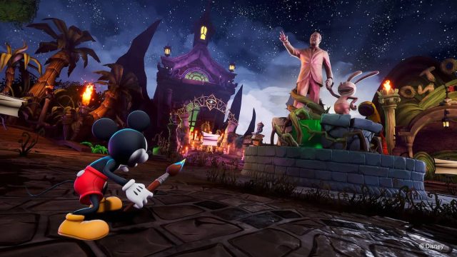 Picture showing Mickey exploring new places in Epic Mickey Rebrushed.