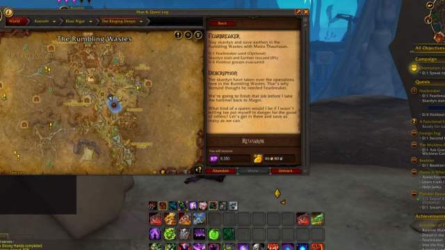 The Fearbreaker quest in quest log in WoW The War Within with a map.