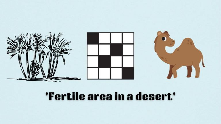 Picture showing the cover for 'Fertile area in a desert' clue in NYT Mini Crossword.