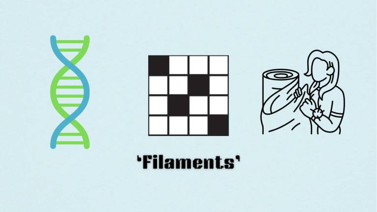 Picture showing the Filaments clue cover in NYT Mini Crossword.