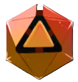 An image of the Final Flurry Upgrade, a orangey-red polygon with a black triangle in the middle