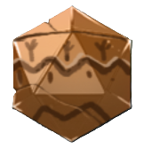 A brown polygon, with cactus-like and wavy patterns on it. This shows the reader the Hoarder's Reward upgrade in Crypt Custodian.