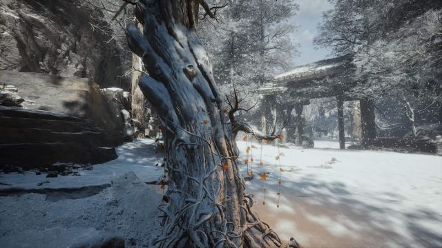 Winter landscape with a tree in Black Myth Wukong