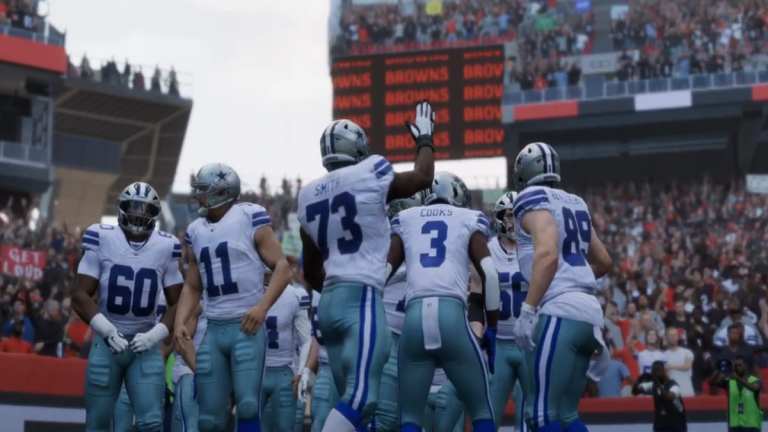 The Dallas Cowboys entering the field in Madden 25.